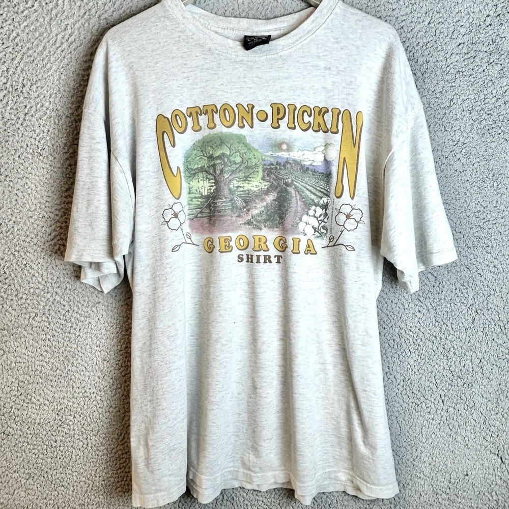 Vintage 90s Cotton Pickin T-shirt Georgia Graphic Tee Size XL Soffe's Choice